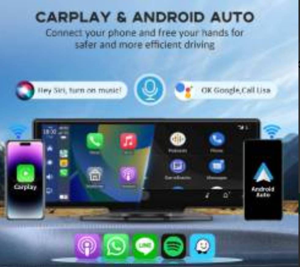 Portable Wireless CarPlay & Android Auto Player with Screen