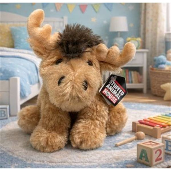 Small Stuffed Moose Plush Animal Toy