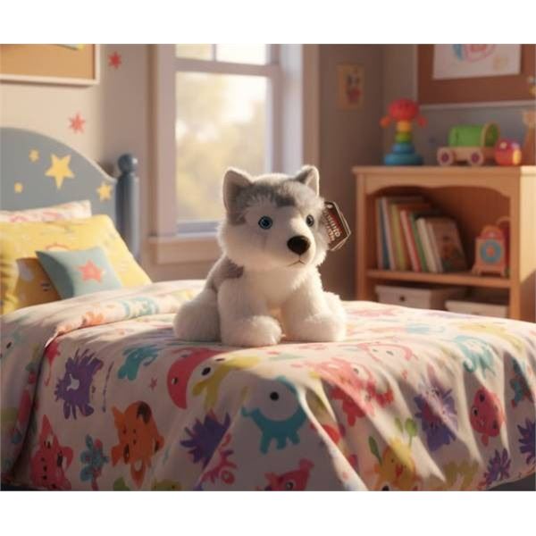 Plush Toy White and Gray Wolf With Tag