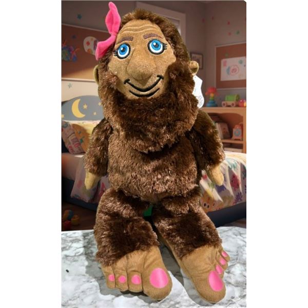 Plush Sasquatch Toy with Pink Bow and Painted Toes