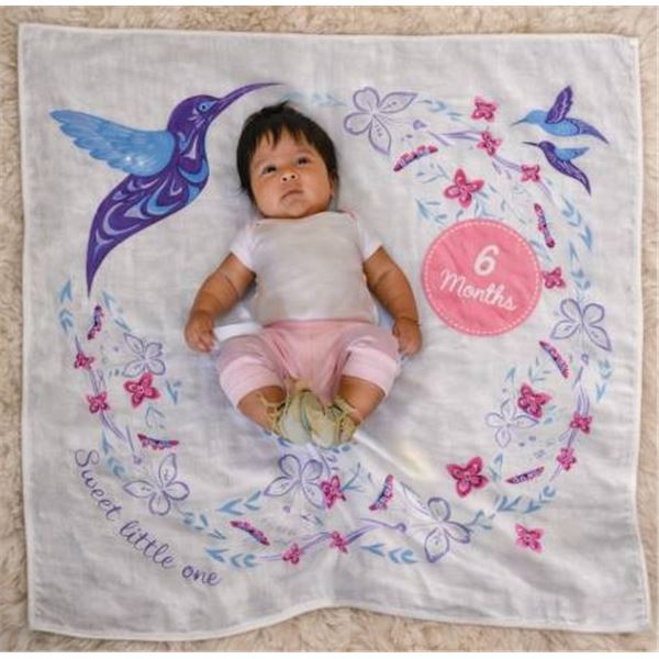 Native Northwest Hummingbird Baby Blanket and Milestone Set