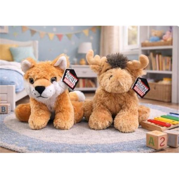 Wild Republic Plush Animals: Fox and Moose, Approx. 8 Inches Each