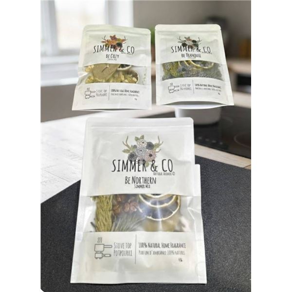 3 assorted bags of Simmer & Co Stove Top Potpourri Natural Aroma Fragrance – 3 Varieties