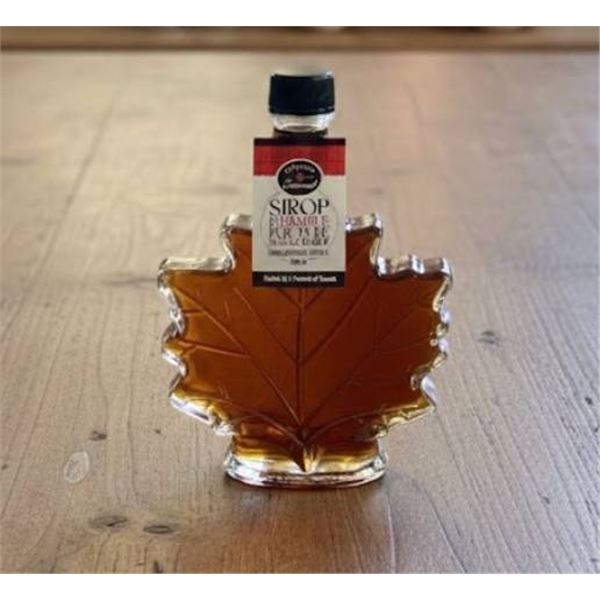 La Sucrerie de Courval Pure Maple Syrup in Maple Leaf-Shaped Bottle, 250 mL