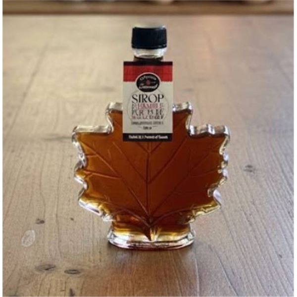 La Sucrerie de Courval Pure Maple Syrup in Maple Leaf-Shaped Bottle, 250 mL
