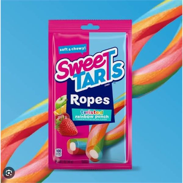 Cordes Sweet Tarts Ropes Twisted Rainbow Punch, 12 x 141g Units