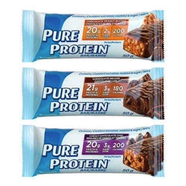 Pure Protein 18-Bar Variety Pack Assortment of Three Flavors