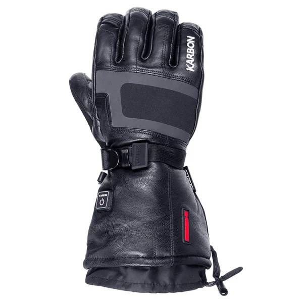 Karbon Heated Leather Gloves with Water-Repellent Leather, Small