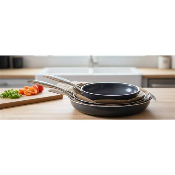 Set of 3 – Tramontina Tri-Ply Clad Stainless Steel Fry Pan Set