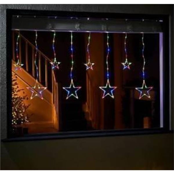 LOT OF 3 – LED Star Curtain Lights RGB With 10-Star Design and Timing Function