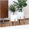Image 1 : Ceramic Planters with Bamboo Stands – 2 Pieces
