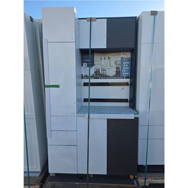 White and Grey Kitchen Cabinet Setup, 83T x 46W x 26D