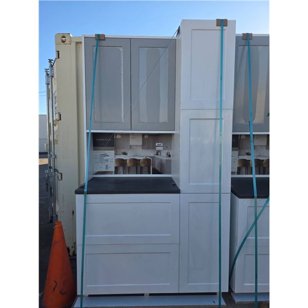 Wall and Base Kitchen Cabinets Set with Countertop, 83 x 46 x 26 Inches