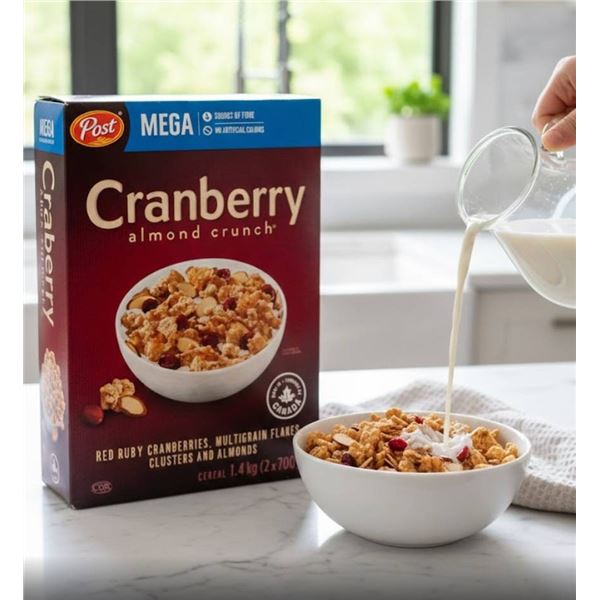 Post Mega Cranberry Almond Crunch Cereal 1.4kg (2 x 700g)
