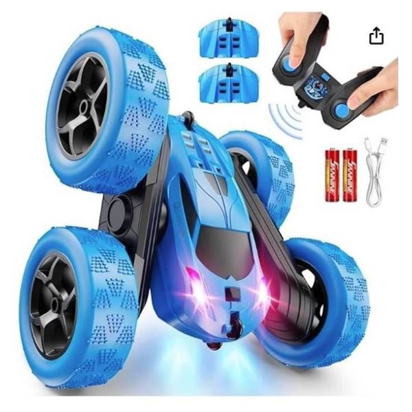 Qunreda 2.4 GHz RC Stunt Car with LED Lights and 4WD Double-Sided Design