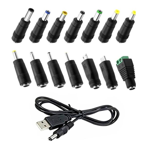 USB to DC5V Power Cord Includes 14 Adapter Plugs for Charging
