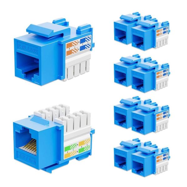 Lot of 4 IWILLINK RJ45 Cat6 Keystone Jack Adapter, Blue