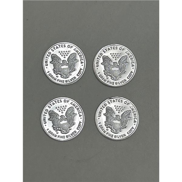 Four 1/10 oz Silver Rounds with Walking Liberty Design