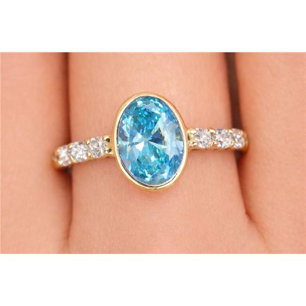 $1740, 10K(1.37g), LAB BLUE DIAMOND (0.7+0.07ct)RING, size 6, appraised value $1740