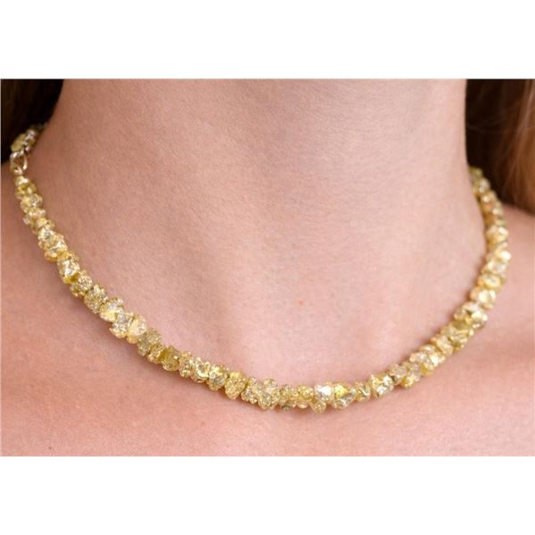 $500, SILVER(3.8g),  NATURAL DIAMOND(16CT) ROUGH BEADS ENHANCE COLOR NECKLACE 15-16", appraised valu