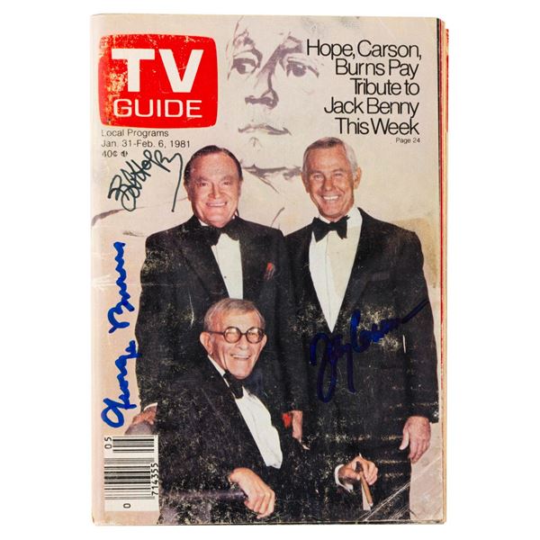A Bob Hope, Johnny Carson, and George Burns Signed TV Guide.