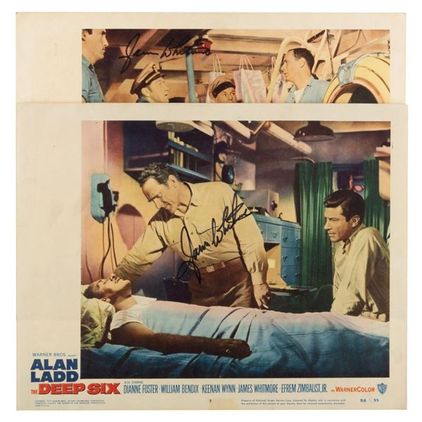 A Pair of James Whitmore-Signed "Deep Six" Lobby Cards.