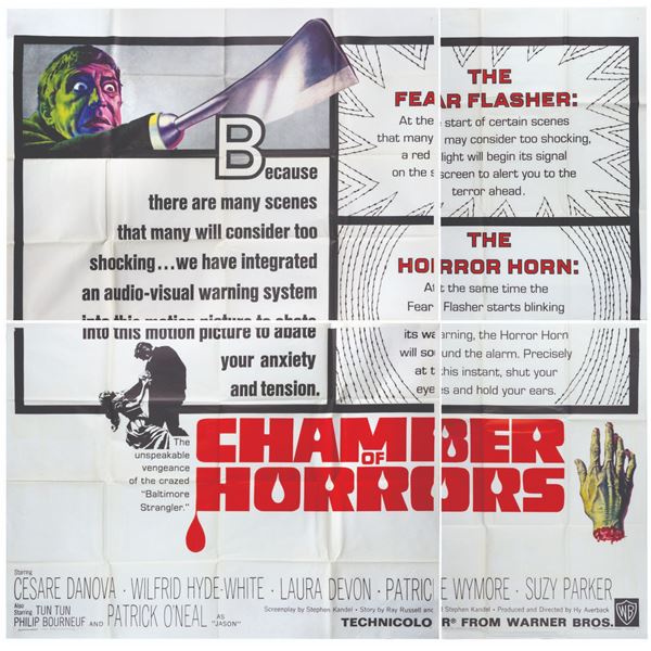 A "Chamber of Horrors" Six-Sheet Movie Poster.