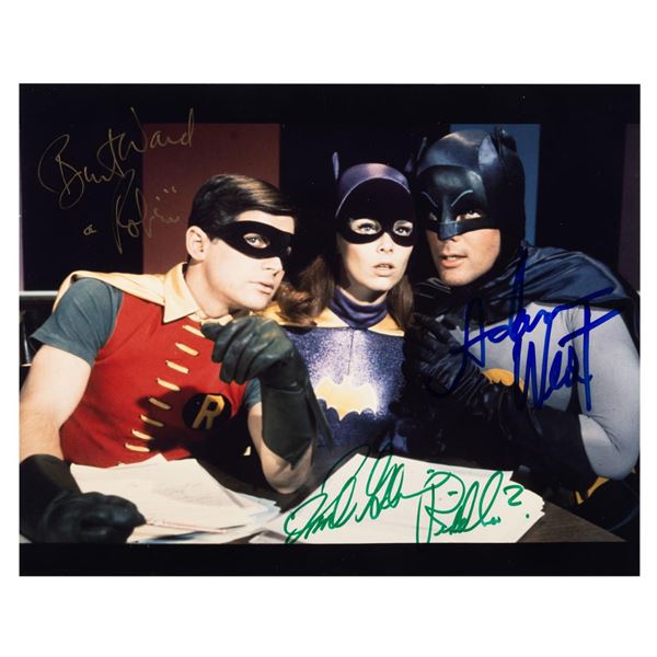 A Multi-Signed Batman, Robin, and Batgirl Photo.