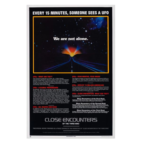 A "Close Encounters" Fact Sheet Merchandise Poster.