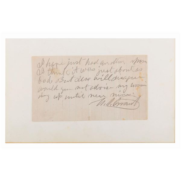A President Ulysses S. Grant Signed Note.