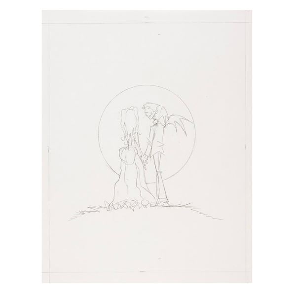 A Pencil Sketch of "Full Moon Lovers" by Gris Grimly.