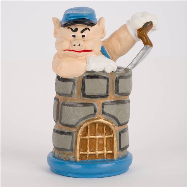 A "Three Little Pigs" Practical Pig Pewter Chess Piece.