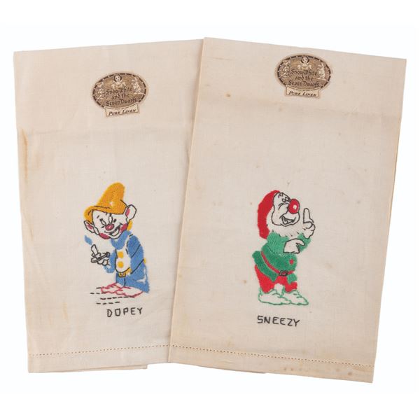 A Pair of Dopey and Sneezy Dish Towels.
