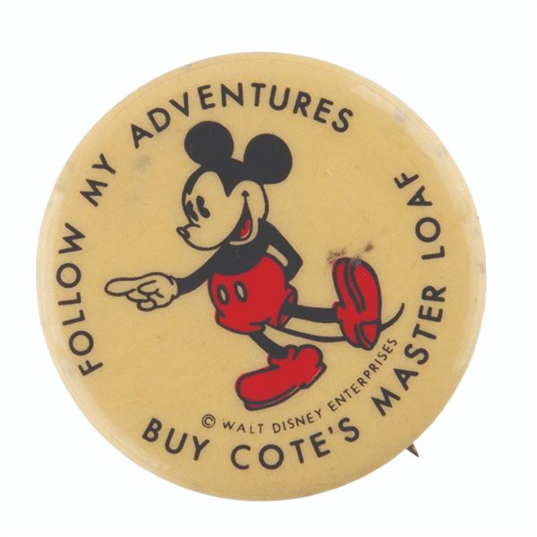 An Early Mickey Mouse Bread Loaf Pin.