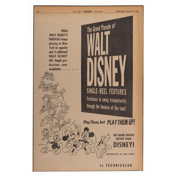 A Disney Single-Reel Features Variety Magazine Ad.