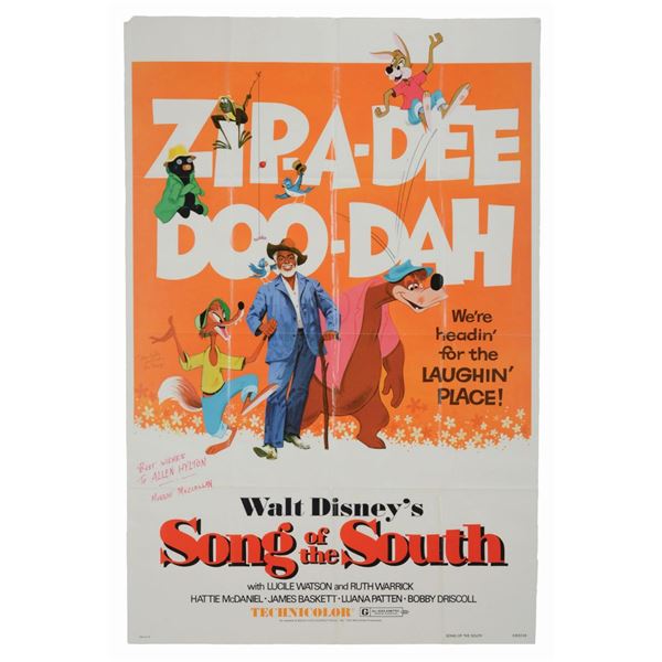 A Signed "Song of the South" 1980 Re-Release Poster.