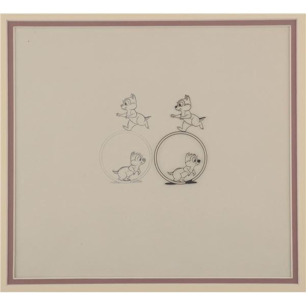 A Chip and Dale Flipbook Production Cel and Drawing.