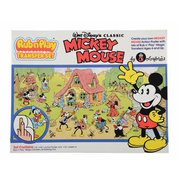 A 1978 Mickey Mouse Rub n' Play Transfer Set.