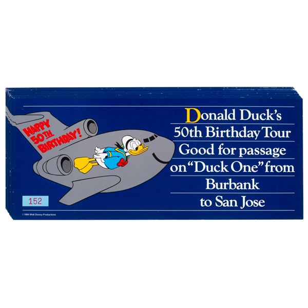 A Donald Duck's 50th Birthday Set of Airline Ticket Vouchers.