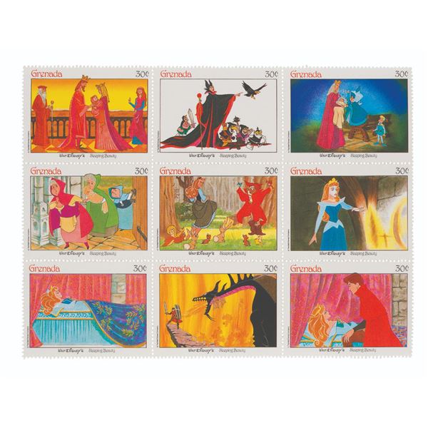 A Set of Grenada Sleeping Beauty Postage Stamps.