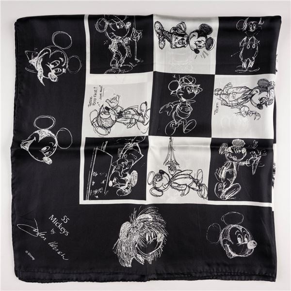 A John Hench 55th Anniversary "55 Mickeys" Silk Scarf.