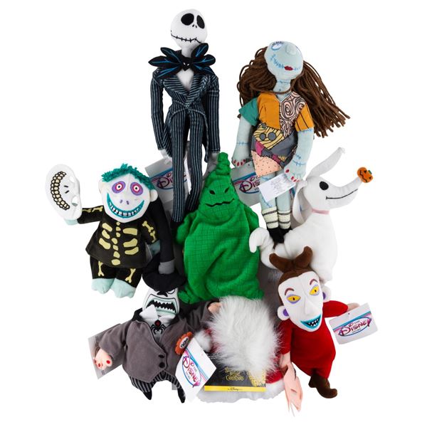 A Collection of "Nightmare Before Christmas" Beanbag Plushies.