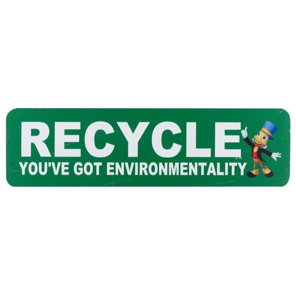 A Jiminy Cricket "You've Got Environmentality" Recycling Sign.