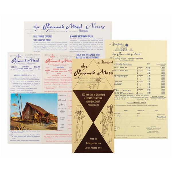 A Collection of 1960s Pyramid Motel Anaheim Paper Ephemora.