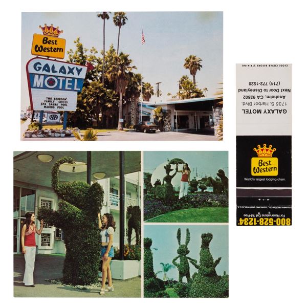 A Galaxy Motel Matchbook Cover and Postcards.
