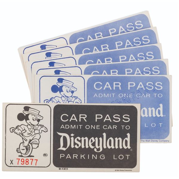 A Collection of Complimentary Disneyland Car Passes.