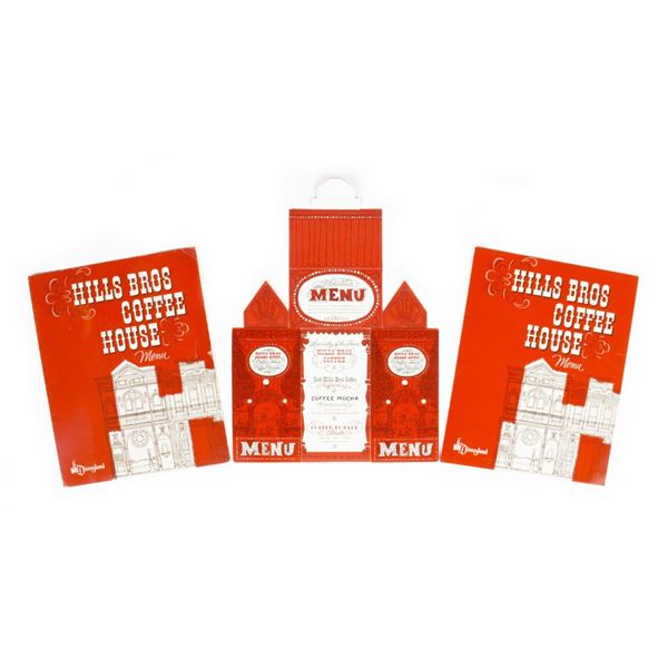 A Trio of Disneyland Hills Bros Coffee House Menus.