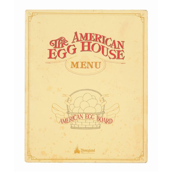 A Disneyland American Egg House Menu Cover.