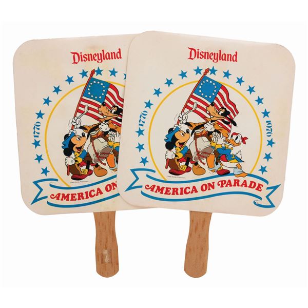 A Pair of 1976 Disneyland America on Parade Paper Fans.