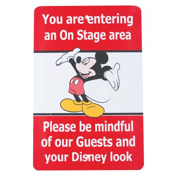 A Backstage Cast "Entering On Stage Area" Sign.